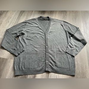 Toscano Cardigan V Neck Wool Blend Gray Pockets made in  Italy Mens Sz. XL